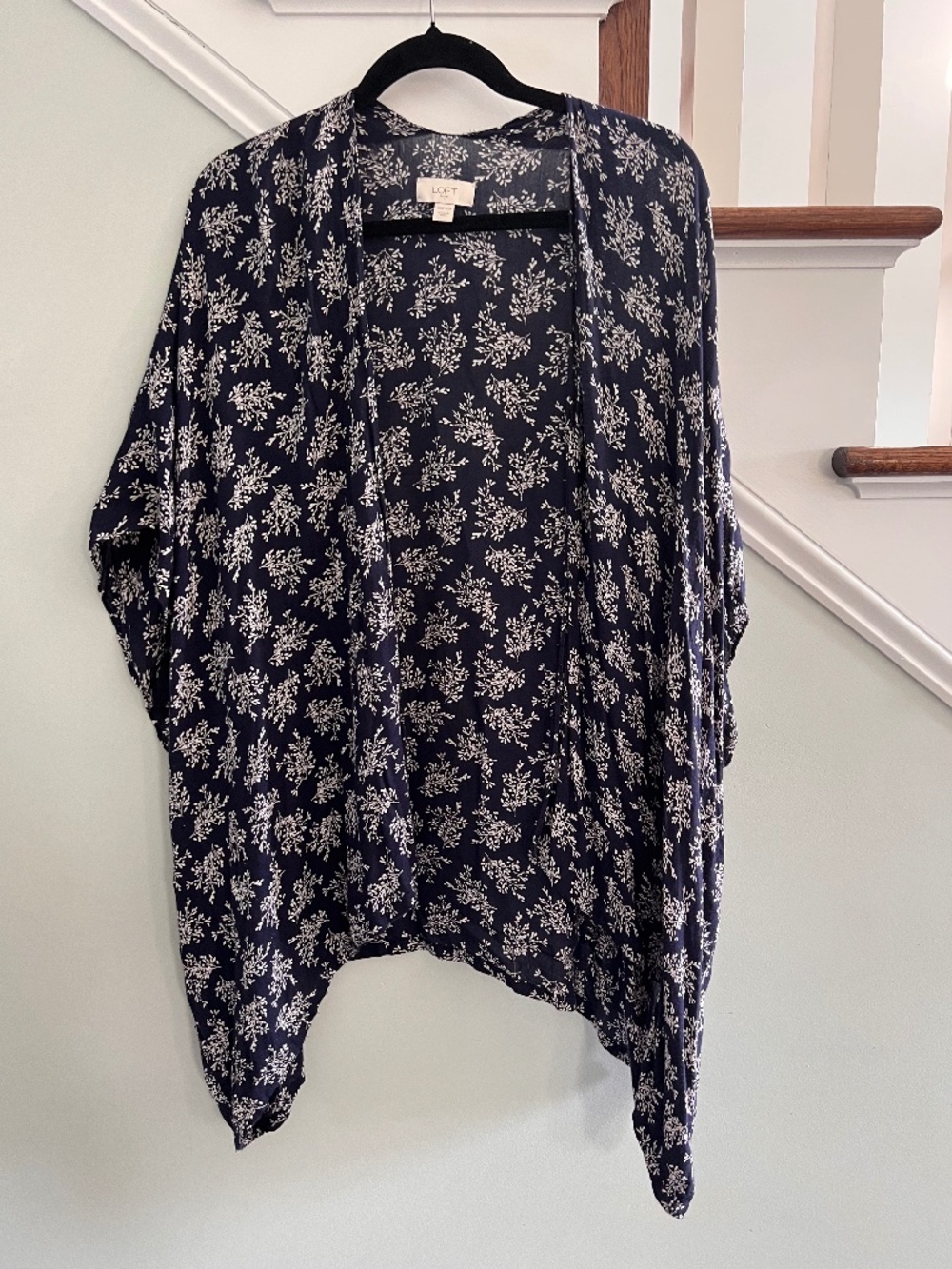 Open-front LOFT Navy Blue Floral Kimono Shrug - One Size
